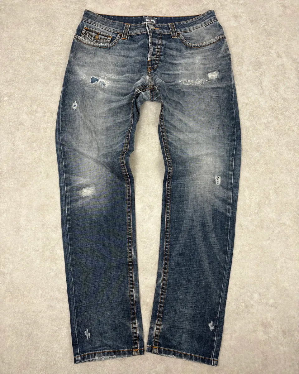 2000s Jean Paul Gaultier Blue Faded Rebel Denim Jeans IRtegEm 3