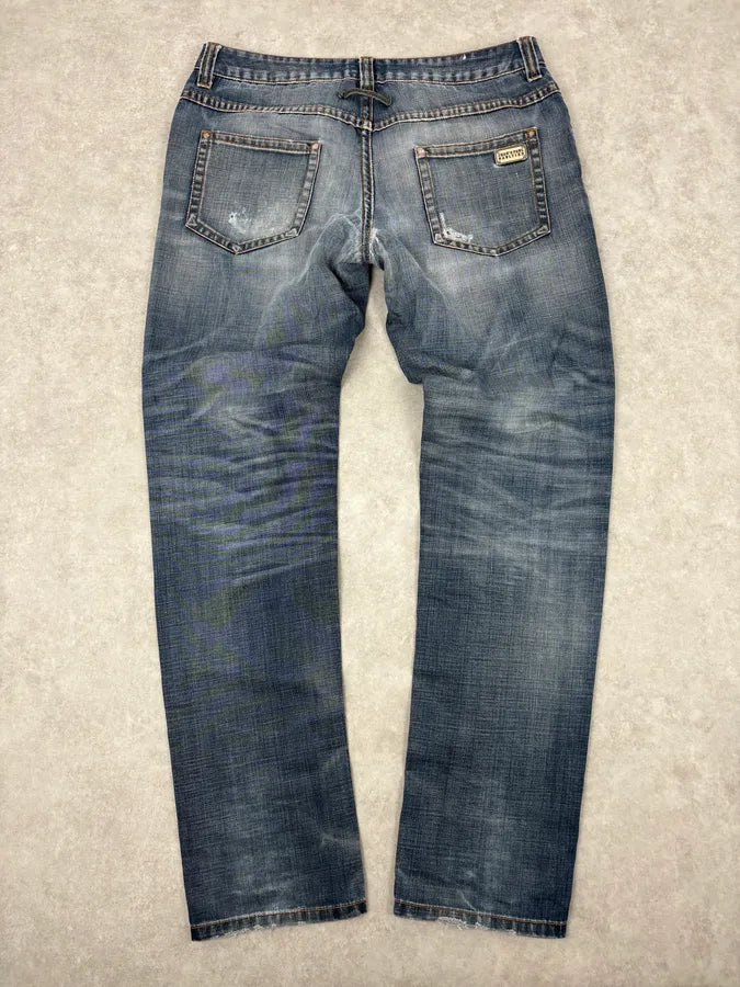 2000s Jean Paul Gaultier Blue Faded Rebel Denim Jeans IRtegEm 4