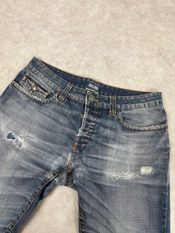 2000s Jean Paul Gaultier Blue Faded Rebel Denim Jeans IRtegEm 5