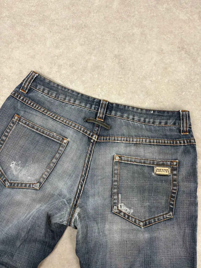 2000s Jean Paul Gaultier Blue Faded Rebel Denim Jeans IRtegEm 7