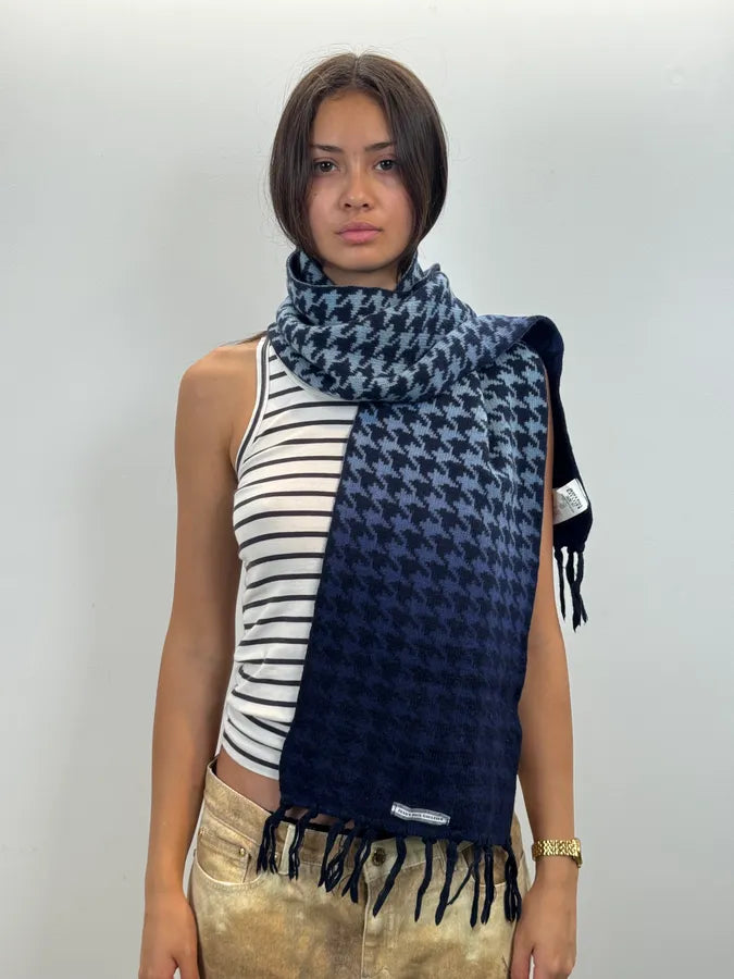 2000s Jean Paul Gaultier Blue Gradient Checkered Rock Scarf NVUQVpF 0