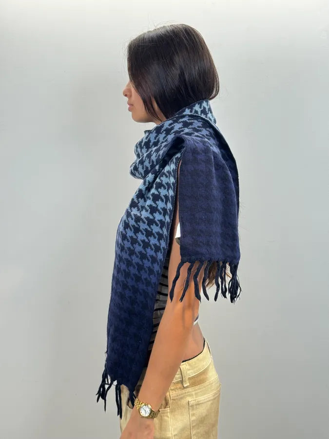 2000s Jean Paul Gaultier Blue Gradient Checkered Rock Scarf NVUQVpF 1