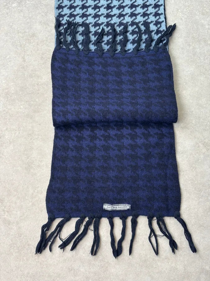 2000s Jean Paul Gaultier Blue Gradient Checkered Rock Scarf NVUQVpF 5