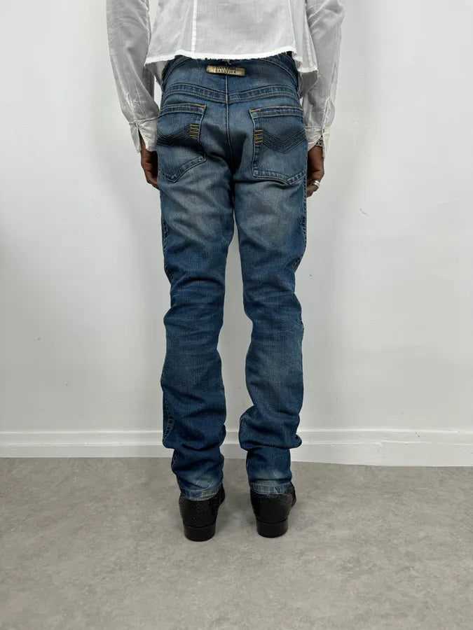 2000s Jean Paul Gaultier Blue Rebel Denim Jeans OGWOBBV 1