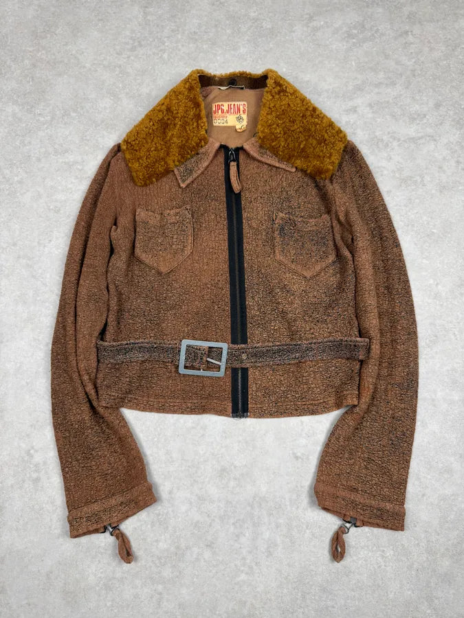 2000s Jean Paul Gaultier Brown Aged Raw Cotton Jacket WDDsXOg 0