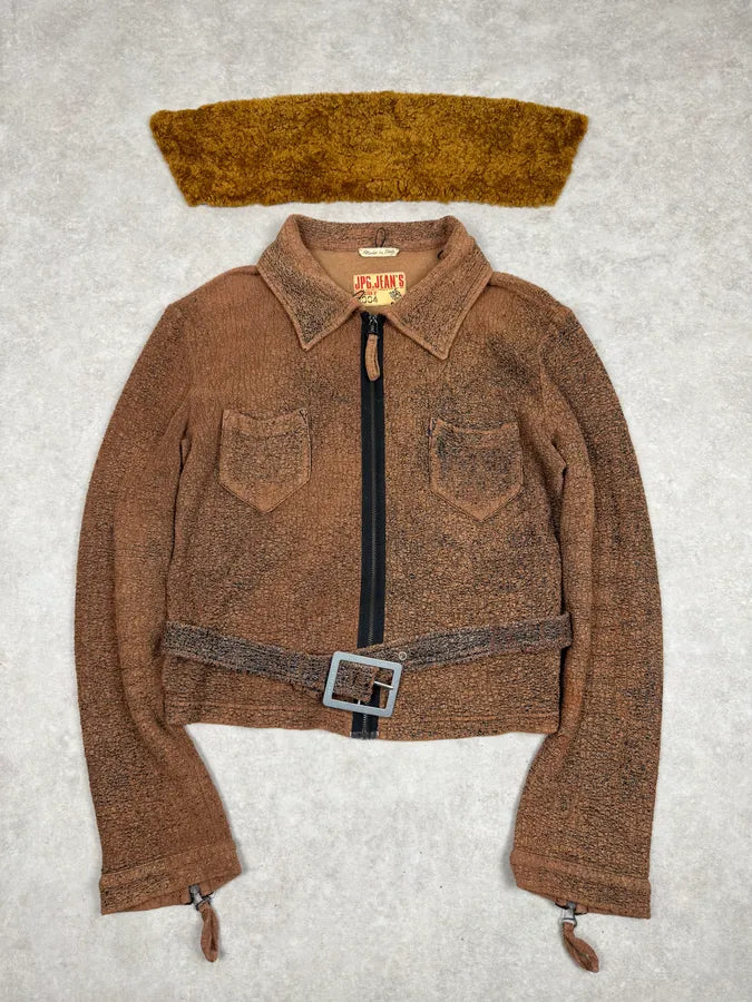 2000s Jean Paul Gaultier Brown Aged Raw Cotton Jacket WDDsXOg 1