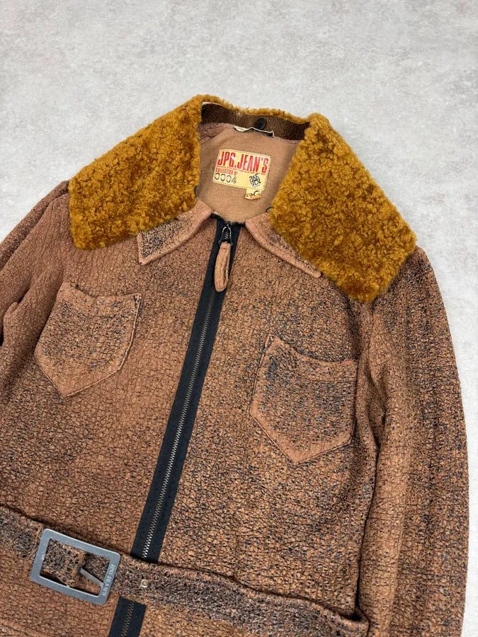 2000s Jean Paul Gaultier Brown Aged Raw Cotton Jacket WDDsXOg 2