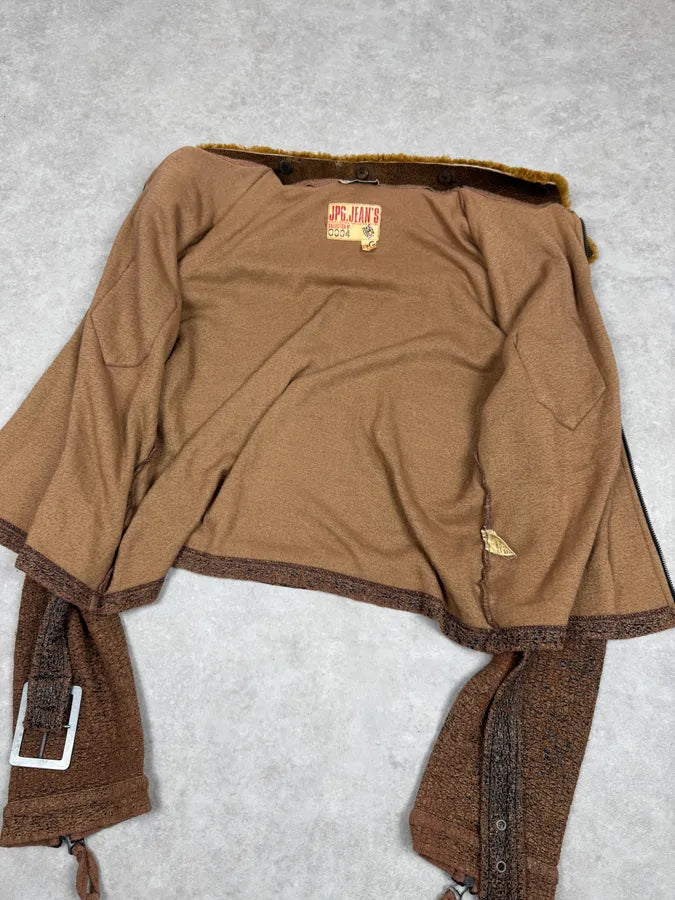 2000s Jean Paul Gaultier Brown Aged Raw Cotton Jacket WDDsXOg 7