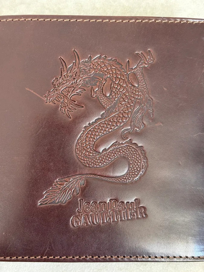 2000s Jean Paul Gaultier Brown Dragon Leather Wallet iNKHONj 5