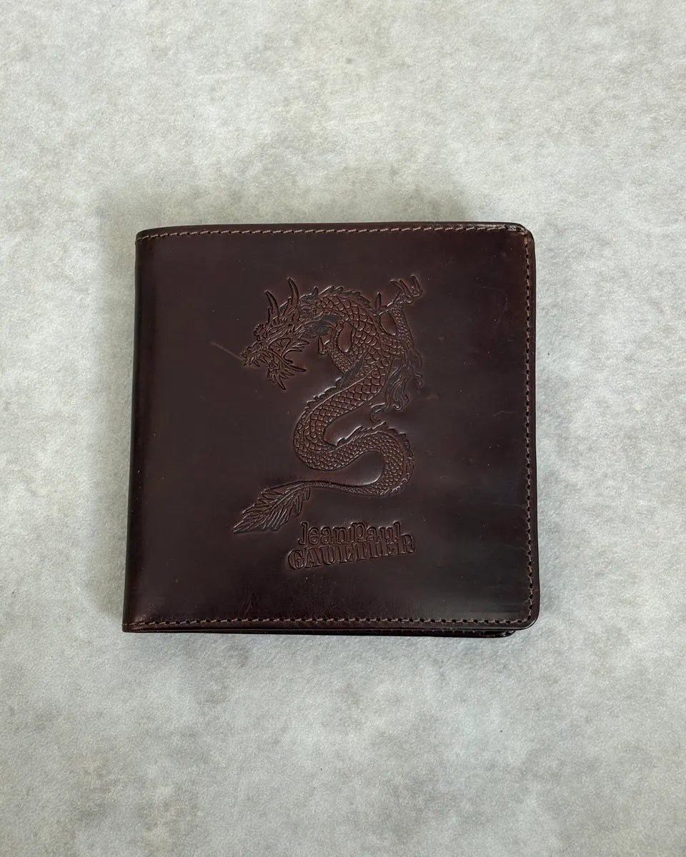 2000s Jean Paul Gaultier Brown Dragon Leather Wallet iNKHONj 0
