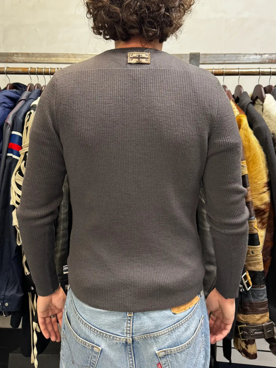 2000s Jean Paul Gaultier Brown Henley Sweater gGqhVBM 2