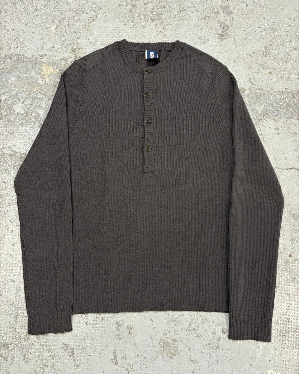 2000s Jean Paul Gaultier Brown Henley Sweater gGqhVBM 0
