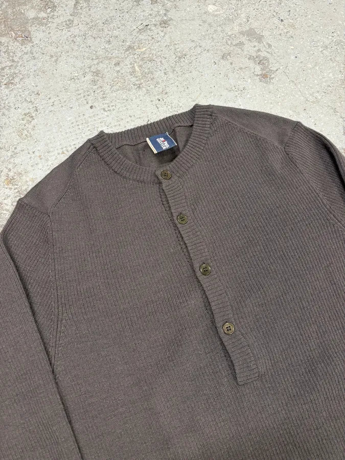 2000s Jean Paul Gaultier Brown Henley Sweater gGqhVBM 4
