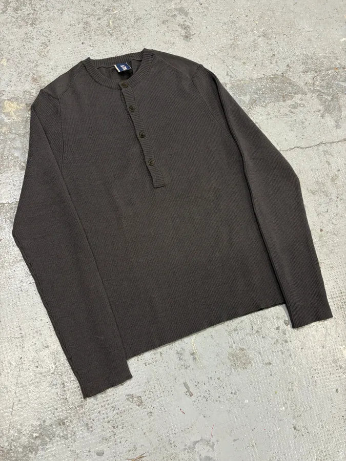 2000s Jean Paul Gaultier Brown Henley Sweater gGqhVBM 3