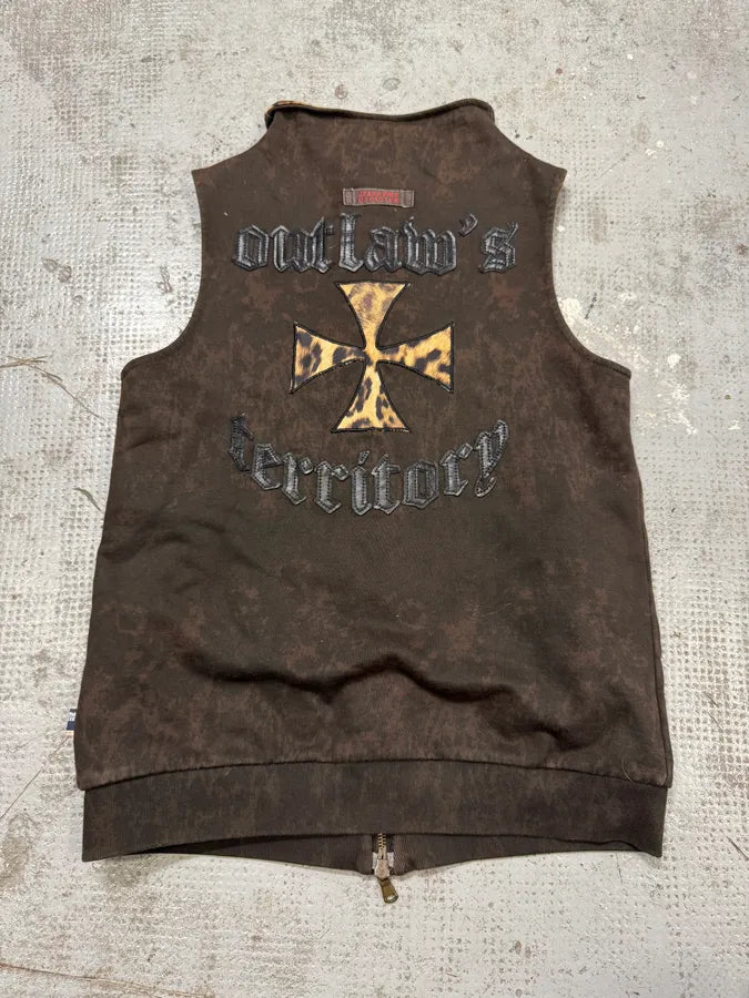2000s Jean Paul Gaultier Brown Leopard Cheetah Cross Zip-up Vest mjxBEqP 0