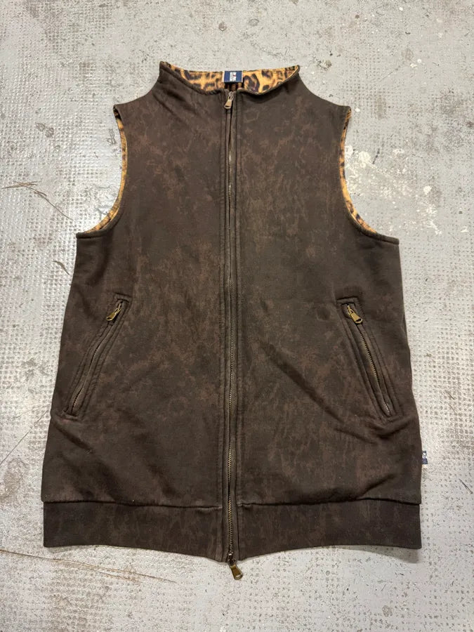 2000s Jean Paul Gaultier Brown Leopard Cheetah Cross Zip-up Vest mjxBEqP 3