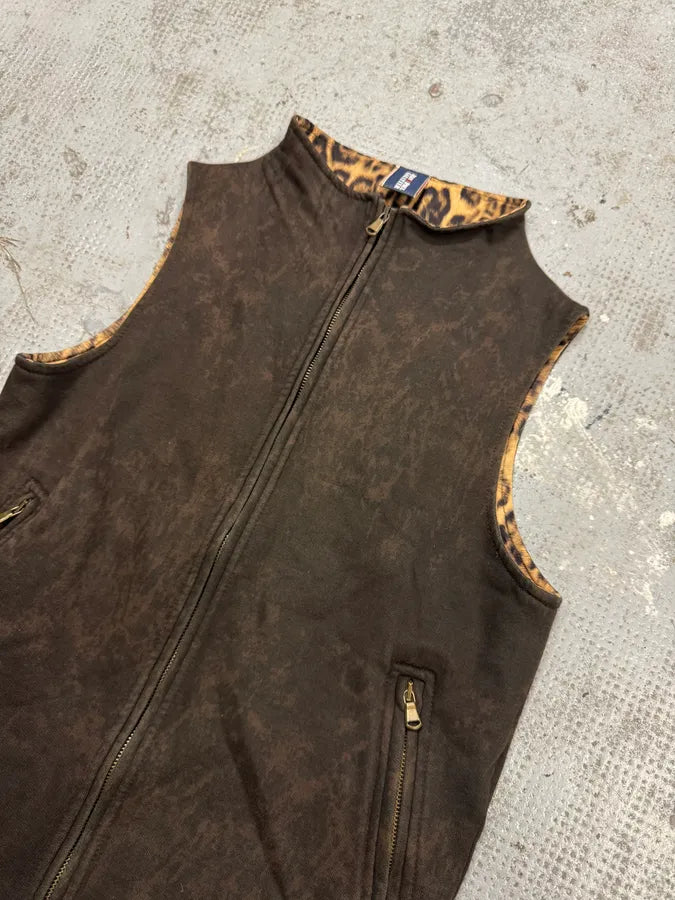 2000s Jean Paul Gaultier Brown Leopard Cheetah Cross Zip-up Vest mjxBEqP 4