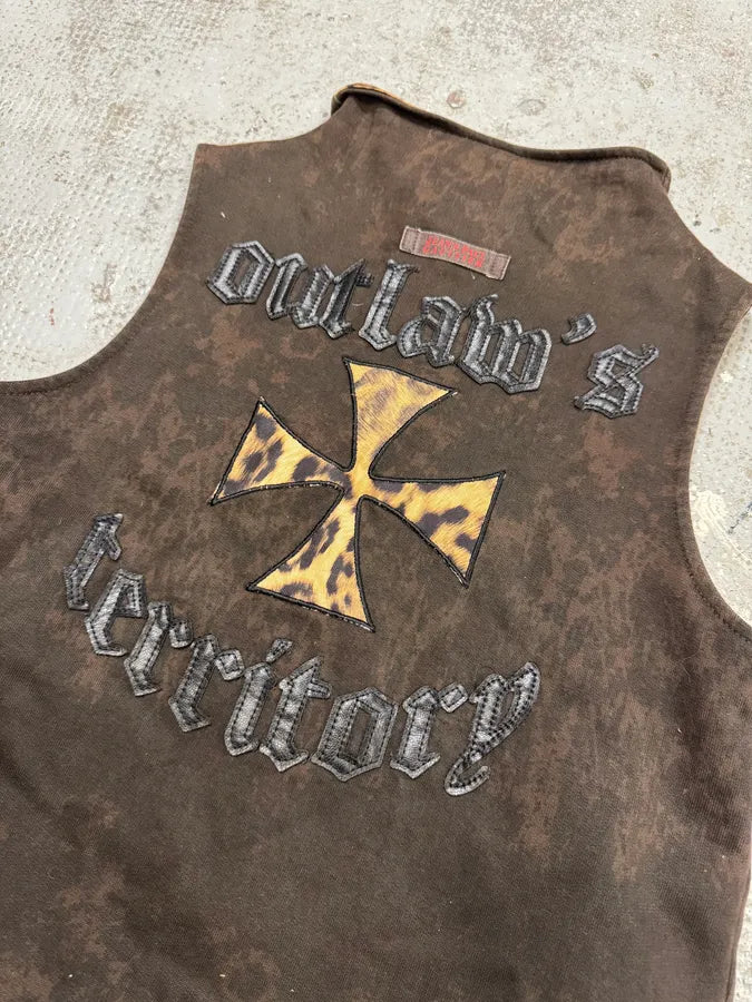 2000s Jean Paul Gaultier Brown Leopard Cheetah Cross Zip-up Vest mjxBEqP 6