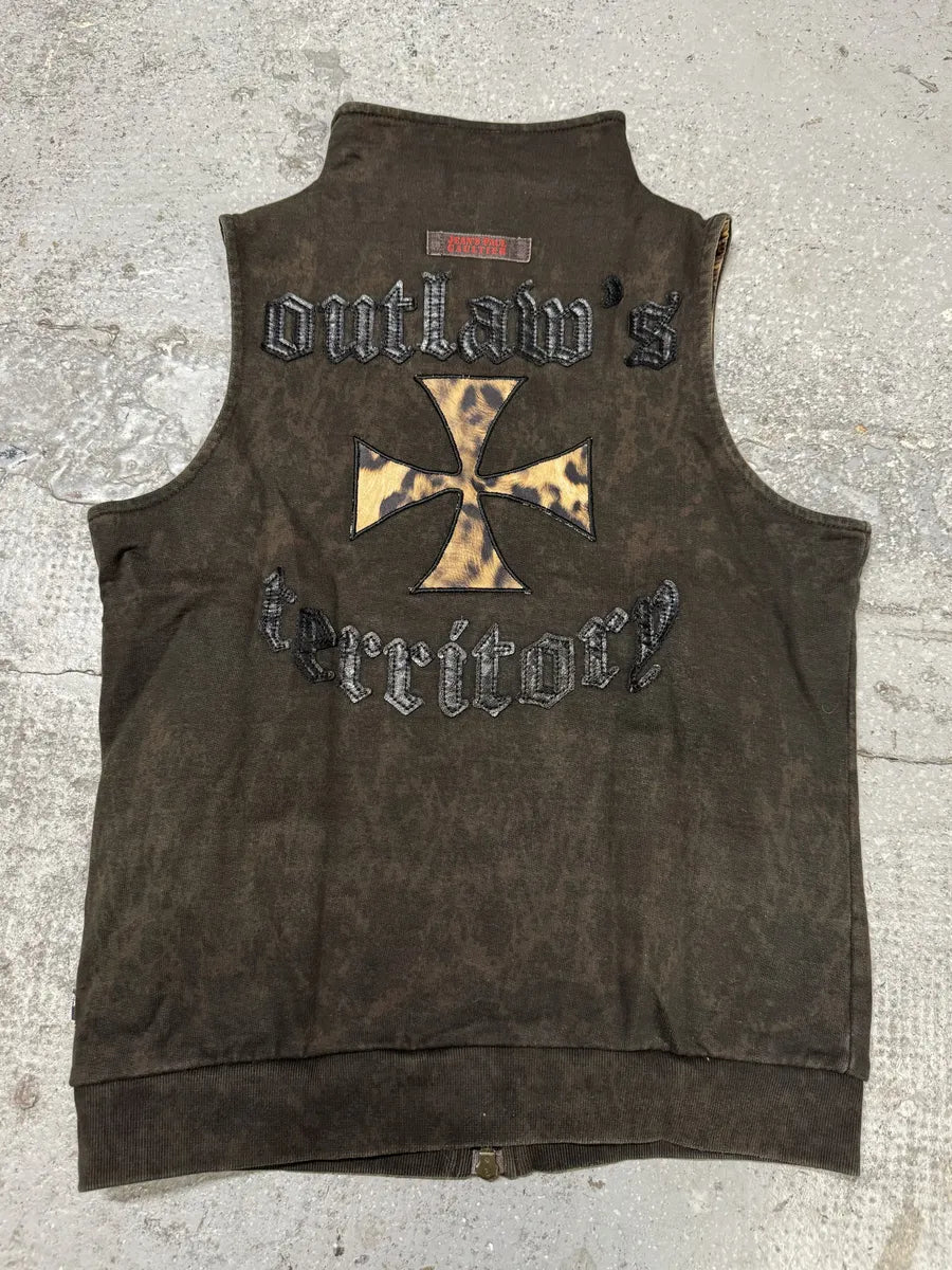 2000s Jean Paul Gaultier Brown Leopard Outlaws Territory Vest Zip-up (S) AFtRQLf 0