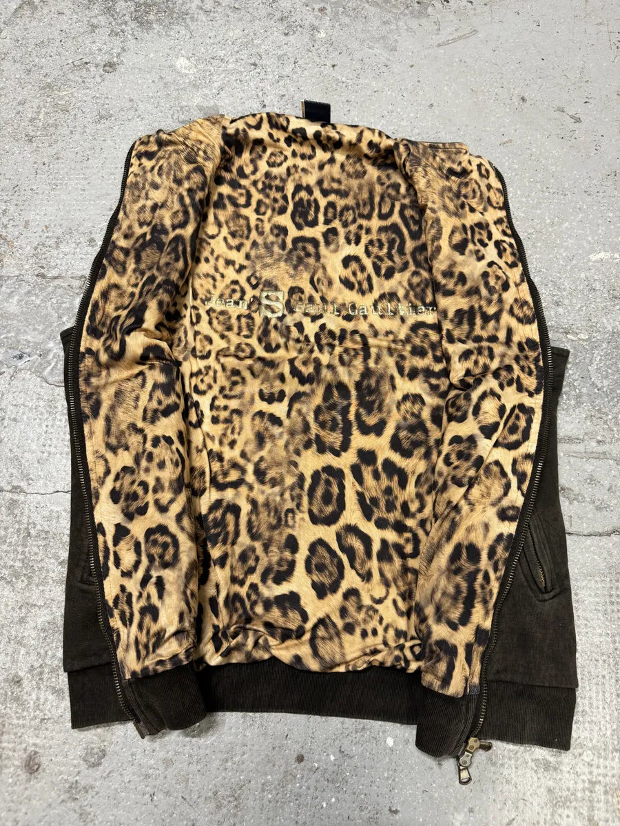 2000s Jean Paul Gaultier Brown Leopard Outlaws Territory Vest Zip-up (S) AFtRQLf 2