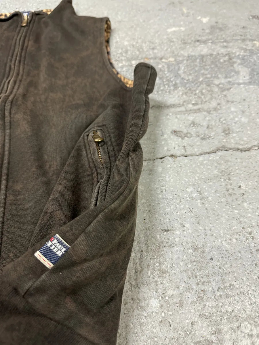 2000s Jean Paul Gaultier Brown Leopard Outlaws Territory Vest Zip-up (S) AFtRQLf 3