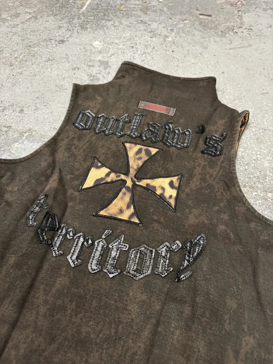 2000s Jean Paul Gaultier Brown Leopard Outlaws Territory Vest Zip-up (S) AFtRQLf 4