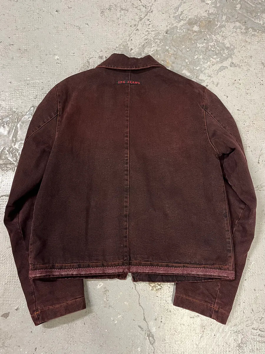 2000s Jean Paul Gaultier Burgundy Embroidered Jacket (S/M) 1