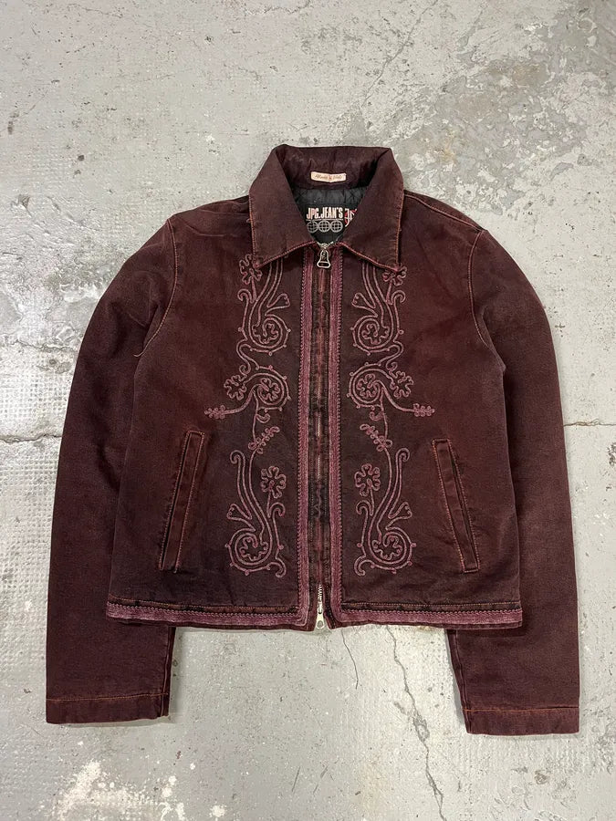 2000s Jean Paul Gaultier Burgundy Embroidered Jacket (S/M) 2