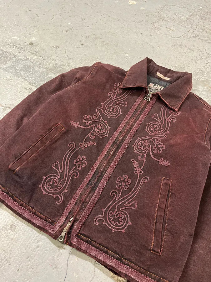 2000s Jean Paul Gaultier Burgundy Embroidered Jacket (S/M) 3