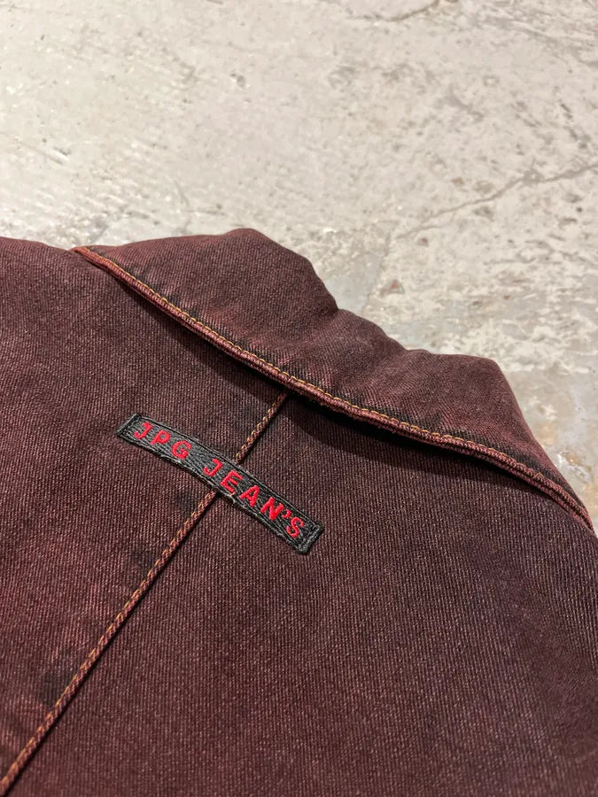 2000s Jean Paul Gaultier Burgundy Embroidered Jacket (S/M) 5