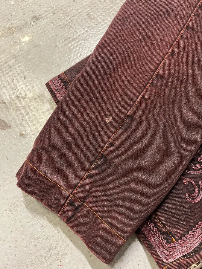 2000s Jean Paul Gaultier Burgundy Embroidered Jacket (S/M) 8