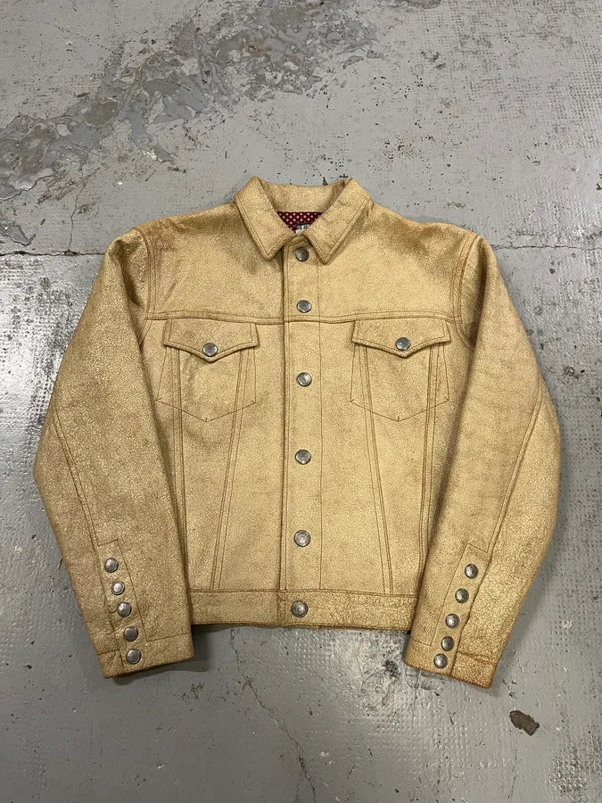 2000s Jean Paul Gaultier Cracked Beige Cropped Leather Jacket tBwpmBM 0