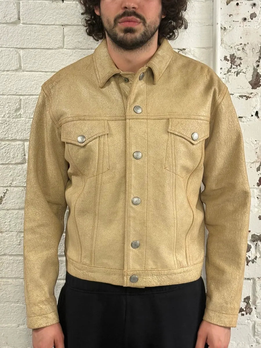 2000s Jean Paul Gaultier Cracked Beige Cropped Leather Jacket tBwpmBM 1