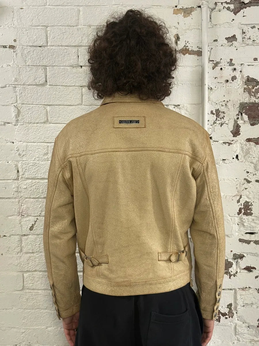 2000s Jean Paul Gaultier Cracked Beige Cropped Leather Jacket tBwpmBM 2