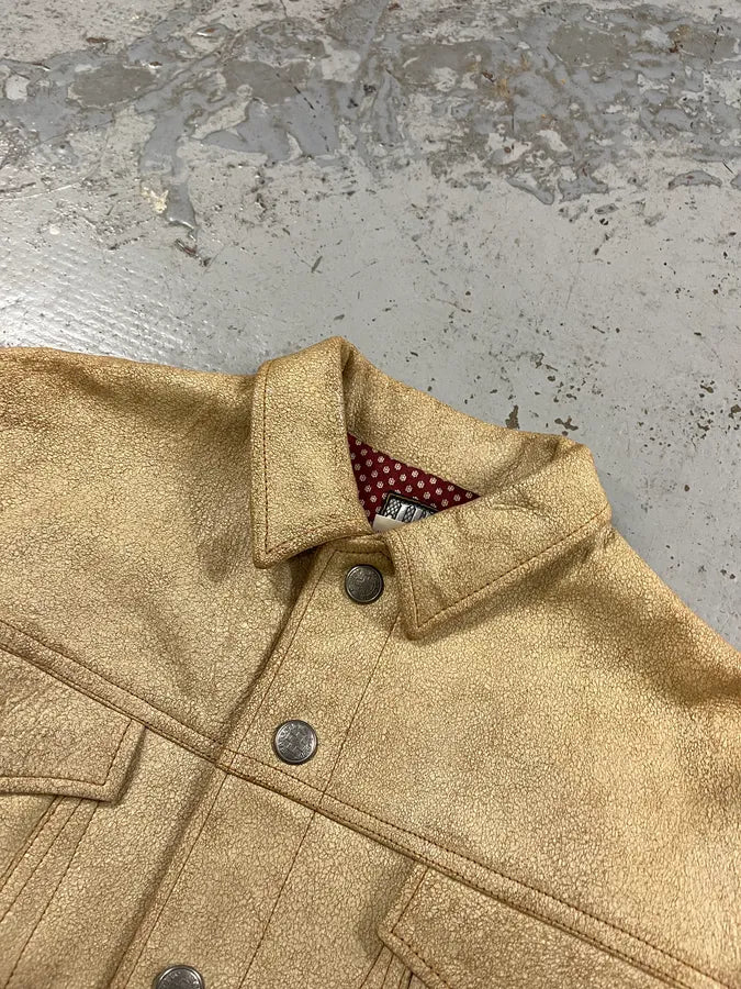 2000s Jean Paul Gaultier Cracked Beige Cropped Leather Jacket tBwpmBM 4