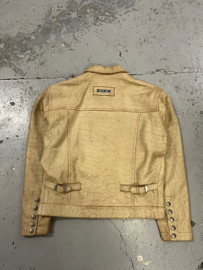 2000s Jean Paul Gaultier Cracked Beige Cropped Leather Jacket tBwpmBM 7