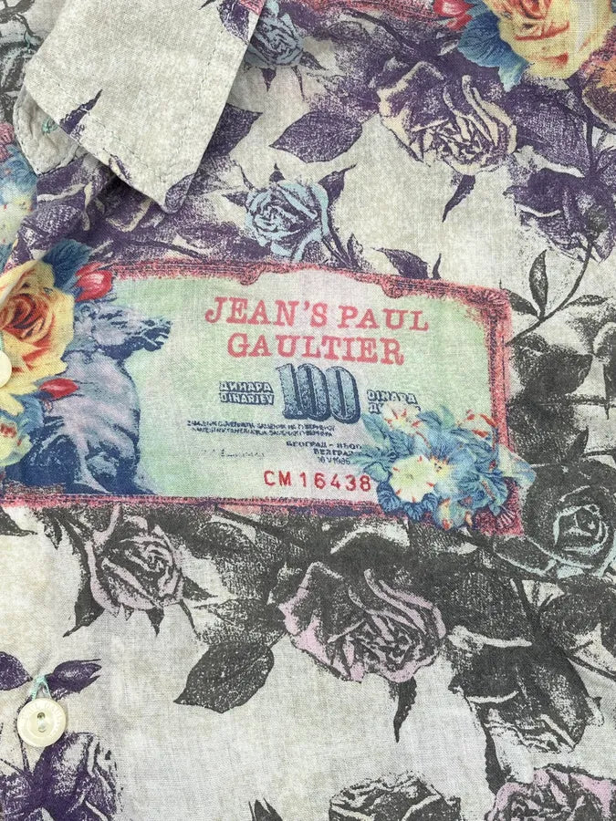 2000s Jean Paul Gaultier Cream Floral Currency Shirt EsYbyla 10