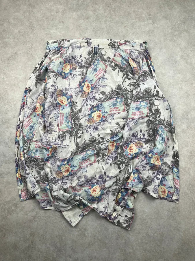 2000s Jean Paul Gaultier Cream Floral Currency Shirt EsYbyla 7