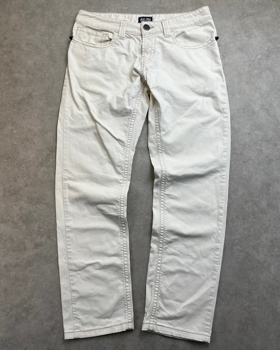 2000s Jean Paul Gaultier Cream Straight Leg Jeans lghWKnF 0