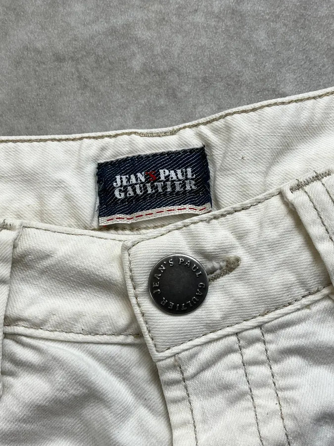 2000s Jean Paul Gaultier Cream Straight Leg Jeans lghWKnF 9