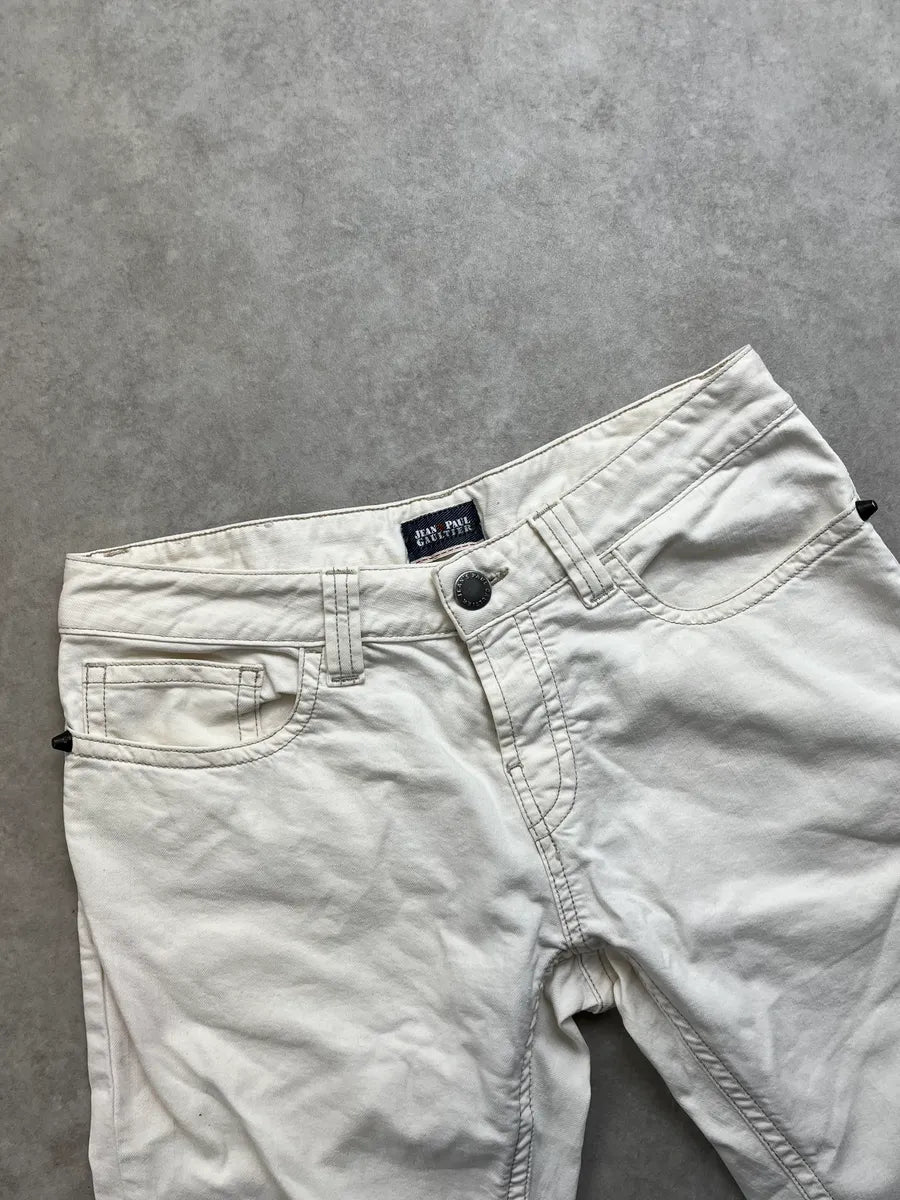 2000s Jean Paul Gaultier Cream Straight Leg Jeans lghWKnF 5