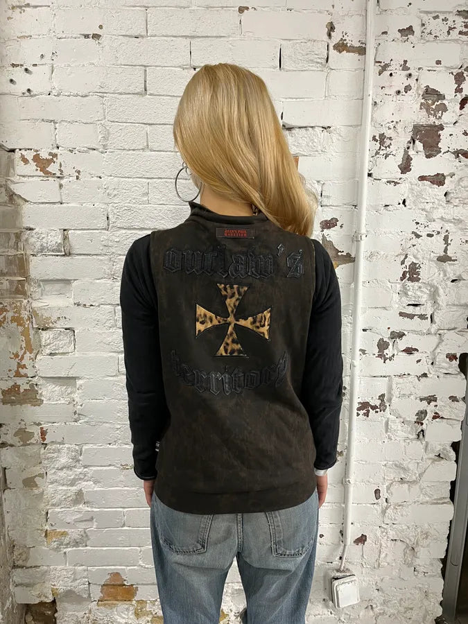2000s Jean Paul Gaultier Cross Outlaw Leopard Lining Zip-Up Vest SHfNLmz 1