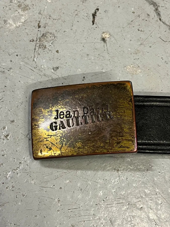 2000s Jean Paul Gaultier Earth Black Leather Belt bwukmGz 4