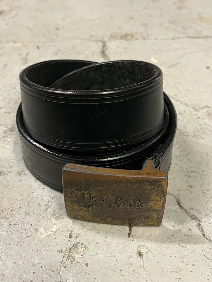 2000s Jean Paul Gaultier Earth Black Leather Belt bwukmGz 2