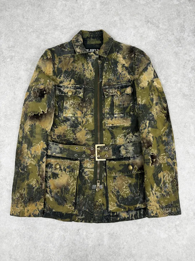 2000s Jean Paul Gaultier Earth Eroded Green Organic Velvet Jacket OpEGrsF 0