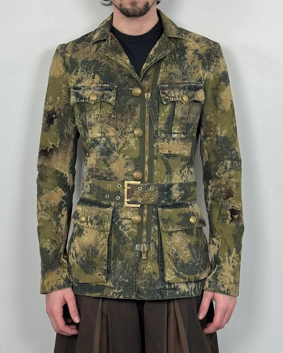 2000s Jean Paul Gaultier Earth Eroded Green Organic Velvet Jacket OpEGrsF 2