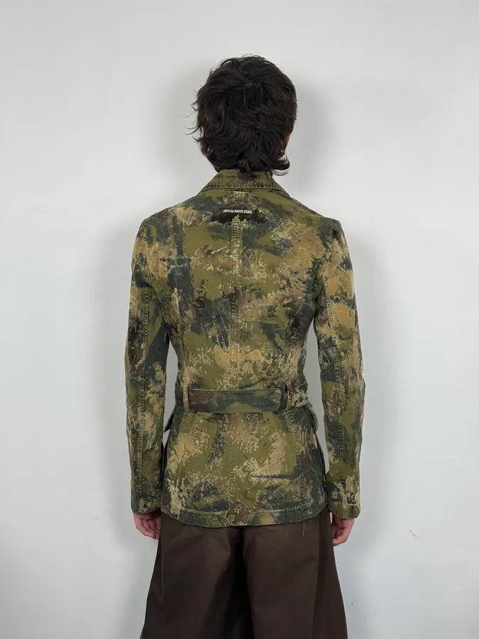 2000s Jean Paul Gaultier Earth Eroded Green Organic Velvet Jacket OpEGrsF 3