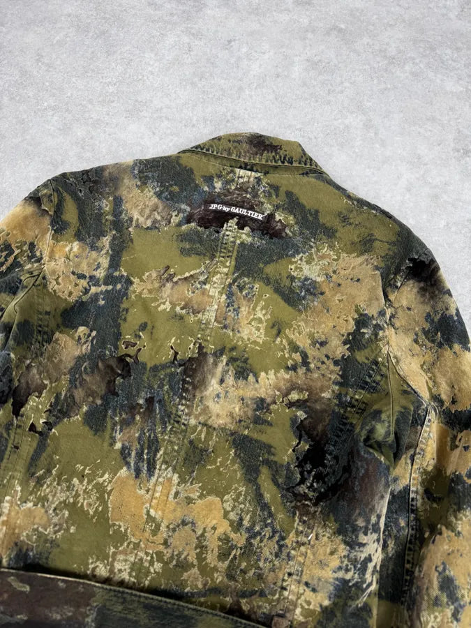 2000s Jean Paul Gaultier Earth Eroded Green Organic Velvet Jacket OpEGrsF 6