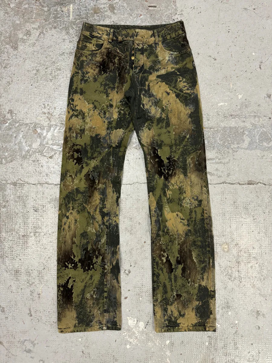 2000s Jean Paul Gaultier Earth Eroded Green Velvet Pants XBAriSq 0