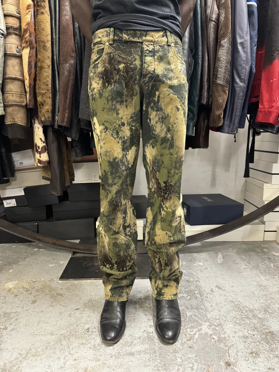 2000s Jean Paul Gaultier Earth Eroded Green Velvet Pants XBAriSq 1